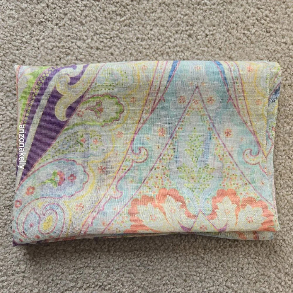 NWT Brooks Brothers Linen & Silk Oblong Scarf Lightweight Pastel